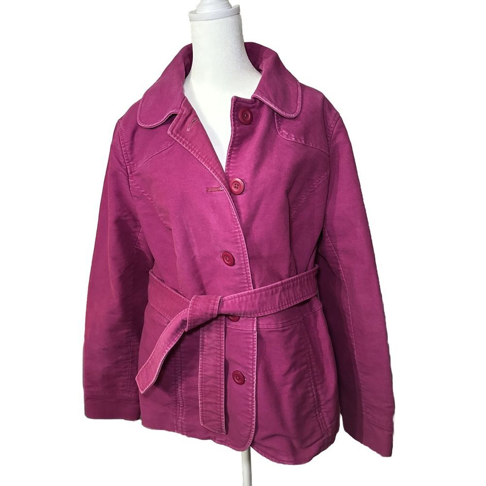 L.L. Bean Women's Size Large Coat Jacket Peacoat Dark Pink